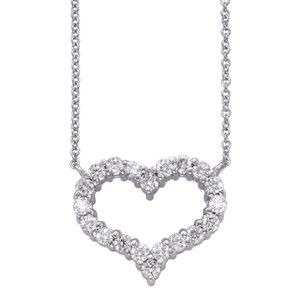 14kt White Gold Diamond Heart Necklace
